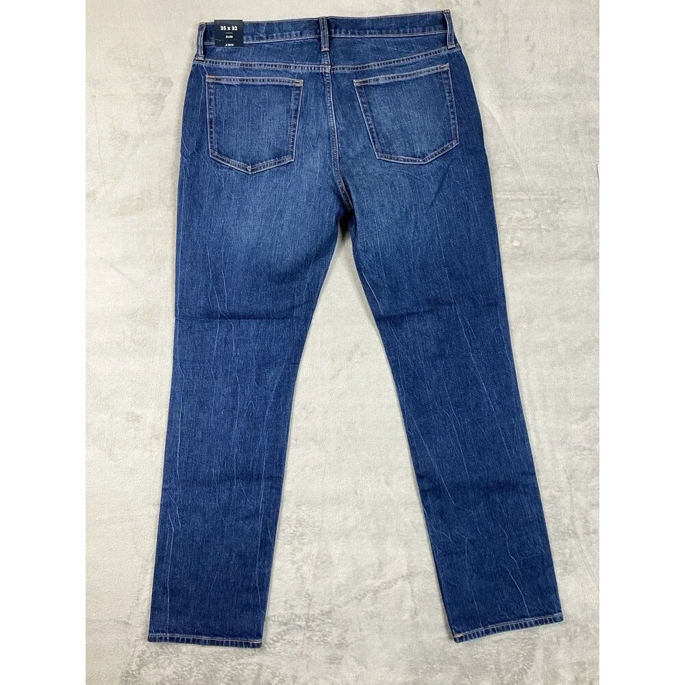 J.Crew Flex Slim Mens Jeans 35x32* Blue Denim 5 Pocket Stretch Preppy